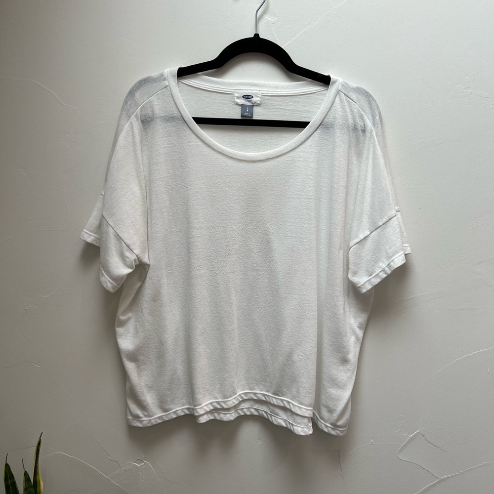 Old Navy White Drape Loose Tee Shirt